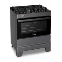 Fogão a Gás Mesa de Vidro Forno 84L Esmaltec IDEAL Top Glass Titanium 5 bocas Bivolt