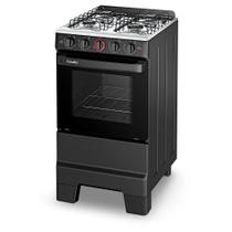 Fogão a Gás Mesa Inox e Forno 50L Limpa Fácil Esmaltec IDEAL Super Preto 4 bocas Bivolt