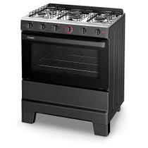 Fogão a Gás Mesa Inox e Forno 84L Limpa Fácil Esmaltec IDEAL Super Preto 5 bocas Bivolt