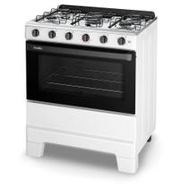 Fogão a Gás Mesa Inox Super Chama e Forno 84L Limpa Fácil Esmaltec IDEAL POP F5ISB Cor Branco 5 bocas