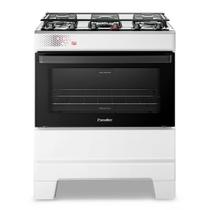 Fogão a Gás Mesa Inox Super Chama Tampa de Vidro Forno 84L Limpa Fácil e Acendimento Automático IDEAL Top T5IAB Cor Branco 5 bocas Bivolt