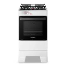 Fogão a Gás Mesa Inox Tampa de Vidro Forno 50L Esmaltec IDEAL Top Branco 4 bocas Bivolt