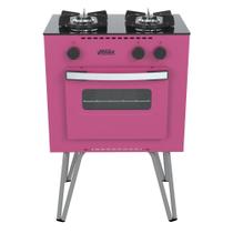 Fogao a gas mini cook 2 q pink gas glp