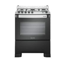 Fogão a Gás Mueller Decorato 5 Bocas Preto Fosco Mesa de Inox-Bivolt