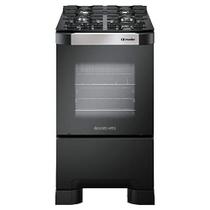 Fogão a Gás Mueller Decorato Vetro 4b Preto Fosco Mesa de Vidro-Bivolt