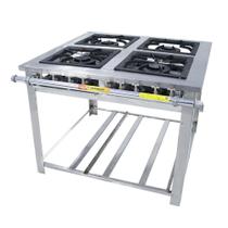 Fogão a Gás Natural Maxi Inox Baixa Pressão 4 Queimadores Venâncio MI4D4