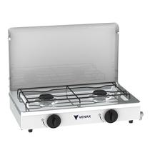 Fogao a Gas Portatil 2 Bocas Venax Flamalar com Tampa Branco Fogao a Gas Portatil 2 Bocas Venax Flamalar com Tampa Branco