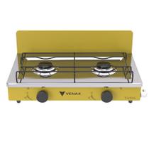 Fogao a Gas Portatil 2 Bocas Venax Flamalar Vetro Amarelo