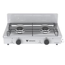 Fogao a Gas Portatil 2 Bocas Venax Flamalar Vetro Branco
