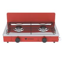 Fogao a Gas Portatil 2 Bocas Venax Flamalar Vetro Vermelho