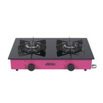 Fogao a Gas Portatil 2 Bocas Venax Flamalar Vitreo Pink