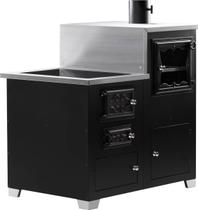 Fogão a Lenha Alexandria Direito Chapa Vitro Preto HMD Fogão a Lenha Alexandria Direito Chapa Vitro Preto HMD