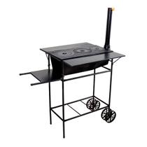 Fogão a Lenha Chapa 03 Furos Carrinho e Chaminé 90x80x65cm - Ouro Minas