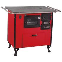 Fogão A Lenha Com Forninho e Caixa Esquerdo Vermelho Fornos Pinhal N2