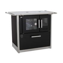 Fogão a lenha eclipse esquerdo preto chapa aluminio n2