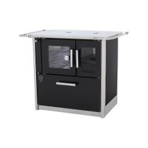 Fogão a lenha eclipse esquerdo preto com chapa de aluminio n2 Fogão a lenha eclipse esquerdo preto com chapa de aluminio n2