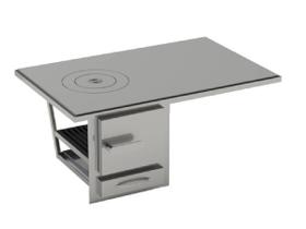 Fogão a lenha frente em inox chapa polida 01 furo 75x45 para embutir na alvenaria Fogão a lenha frente em inox chapa polida 01 furo 75x45 para embutir na alvenaria