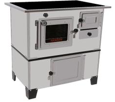 Fogão a Lenha Luxo Inox N1 Vitrocerâmica Chaminé Direita Hansen Fogão a Lenha Luxo Inox N1 Vitrocerâmica Chaminé Direita Hansen