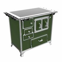 Fogão a lenha Nº 02 Tradicional Verde Gab. Chapa Vitrocerâmica Saída Direita S/ Tampa FL2GV - Venâncio