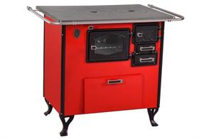 Fogão A Lenha Nº 2 Esquerdo Vermelho Chapa Alumínio Fornos Pinhal