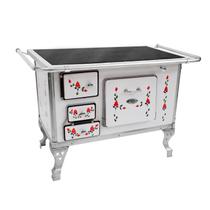 Fogão a Lenha Simples N2 Porta Basculante Direito Flor Artesanal Chapa Vitrocerâmica - Clarice Eletrodomésticos
