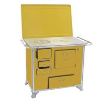 Fogão a Lenha Tradicional 02 Venâncio Gabinete com Tampa Amarelo Fogão a Lenha Tradicional 02 Venâncio Gabinete com Tampa Amarelo