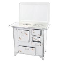 Fogão a Lenha Tradicional 02 Venâncio Gabinete com Tampa Branco Florido Fogão a Lenha Tradicional 02 Venâncio Gabinete com Tampa Branco Florido