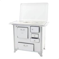 Fogão a Lenha Tradicional Venâncio N1 Branco Com Tampa Gabinete Esquerdo Fogão a Lenha Tradicional Venâncio N1 Branco Com Tampa Gabinete Esquerdo