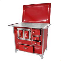 Fogão a Lenha Tradicional Venâncio N2 Vermelho Com Tampa Gabinete Esquerdo Fogão a Lenha Tradicional Venâncio N2 Vermelho Com Tampa Gabinete Esquerdo