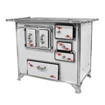 Fogão a Lenha Venâncio Nº2 Gabinete Branco Florido Sem Tampa Lado Esquerdo 2GEFBRPT