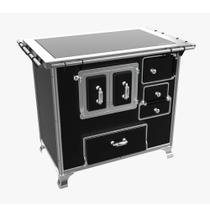 Fogão A Lenha Venâncio Vitrocerâmico N 02 Gabinete E Porta Dupla Esquerdo Preto S- Tampa Fl2gv