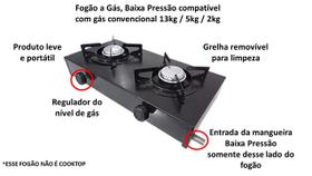 Fogão Baixa Pressão 2 Bocas Cozinha Camping Caminhoneiro