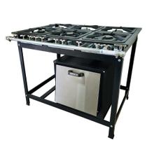 Fogão Baixa Pressão 6 Bocas Alcazon com Forno 75 Litros Tampa Inox ACZ-005+ACZF-003