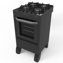 Fogão Braslar 4 Bocas Horus Acendimento Automático Mesa de Vidro Forno Easy Clean Preto