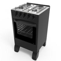 Fogão Braslar 4 Bocas New Sirius Black Sem Tampa Mesa Inox Forno com Termocoupla Preto Fogão Braslar 4 Bocas New Sirius Black Sem Tampa Mesa Inox Forno com Termocoupla Preto