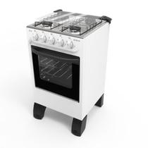 Fogão Braslar 4 Bocas New Sirius Plus Mesa Inox Trempe Dupla Forno Easy Clean Branco Fogão Braslar 4 Bocas New Sirius Plus Mesa Inox Trempe Dupla Forno Easy Clean Branco