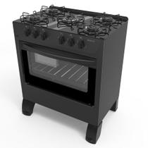 Fogão Braslar 5 Bocas Carina Black Forno Easy Clean Trempe Individual Esmaltada
