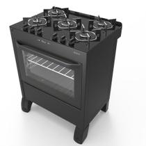 Fogão Braslar 5 Bocas Horus Top Control Black Mesa de Vidro Forno Easy Clean Preto