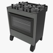 Fogão Braslar 5 Bocas Horus Top Control Titanium Mesa de Vidro Forno Easy Clean