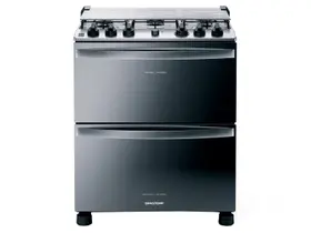 Fogão Brastemp 5 Bocas Duplo Forno Cor Inox Com Botões Removíveis e Exclusivo Aro Protetor - BFD5NCR