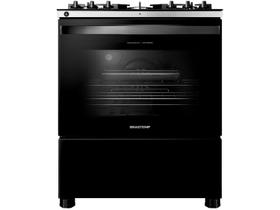 Fogão Brastemp 5 Bocas Preto Com Mesa de Vidro, Função Air Fryer e Turbo Chama - BFS5LAE
