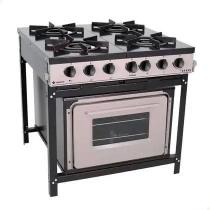 Fogão Bravo Industrial Baixa Pressão 4 Bocas grafite com Forno Venâncio BR4BF