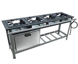 Fogão c/ Forno 4 Bocas Aço 430 Alta Pressão Super Luxo 40x40 Perfil 6,5 Metalmaq