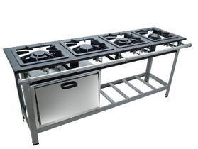 Fogão c/ Forno Aço 430 Baixa Pressão Super Luxo 40x40 Perfil 6,5 2QD 2QS Metalmaq