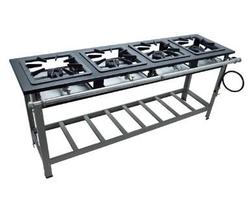 Fogão c/ Pé 4 Bocas Super Luxo 40x40 Perfil 6,5 Alta Pressão Metalmaq