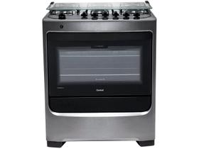 Fogão Consul 6 bocas cor Inox com botões removíveis e vidro interno vedado - CFS6NAR