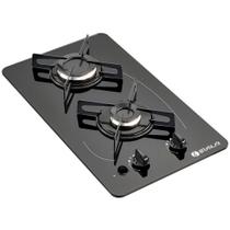Fogão Cooktop 2 Bocas a Gás Ultra Chama 127V/220V Bivolt Acendimento Automático Vidro Braslar