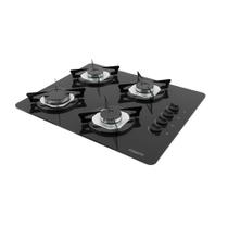 Fogão Cooktop 4 Bocas Fogatti a Gás GLP Mesa em Vidro Preto