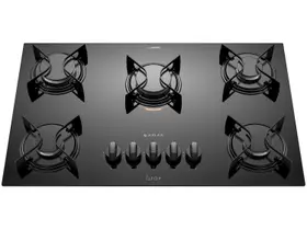 Fogão Cooktop 5 Bocas a Gás Atlas U Top com Mesa de Vidro Bivolt Preto