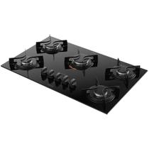 Fogão Cooktop 5 Bocas a Gás Atlas U Top com Mesa de Vidro Bivolt Preto